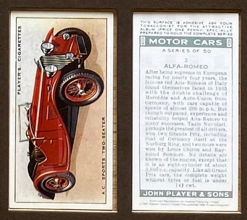 Motor Cars 1st Series 1936 Players (Reprint 1990)
